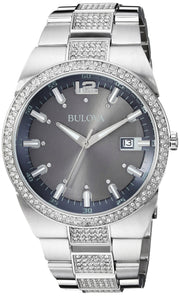 Bulova Crystal Collection Brown Dial Silver Steel Strap Watch for Men - 96B221