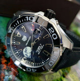 Jam Tangan Tag Heuer Aquaracer Calibre 5 Moon Black Dial Black Nylon Strap untuk Pria - WAY201J.FC6370