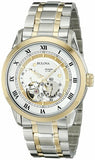 Bulova BVA Skeleton Silver Dial Two Tone Steel Strap Watch for Men - 98A123