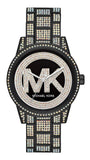 Michael Kors Ritz Crystals Black Dial Two Tone Steel Strap Watch for Women - MK6733