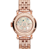 Fossil Boyfriend Automatic Skeleton Rose Gold Dial Rose Gold Steel Strap Watch for Women - ME3065