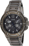 Guess Rigor Multifunction Black Dial Black Steel Strap Watch For Men - W0218G1