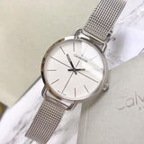 Calvin Klein Even White Dial Silver Mesh Bracelet Watch for Women - K7B23126