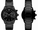 Emporio Armani Mario Chronograph Black Dial Black Steel Strap Watch For Men - AR11242