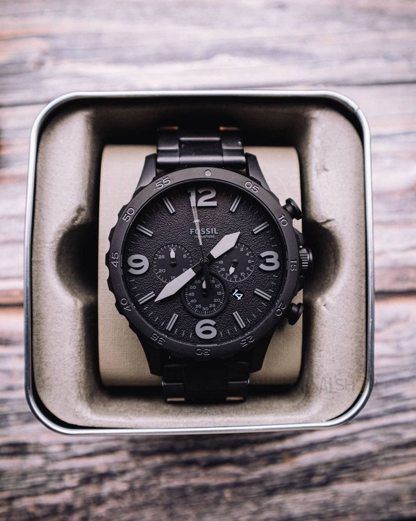 Nate Chronograph Black Stainless Steel Watch