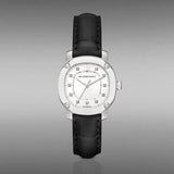 Burberry The Britain Diamonds White Dial Black Leather Strap Watch for Women - BBY1806