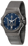 Maserati Potenza Quartz Blue Dial Grey Mesh Bracelet Watch For Men - R8853108005