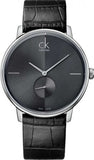 Calvin Klein Accent Black Dial Black Leather Strap Watch for Men - K2Y211C3