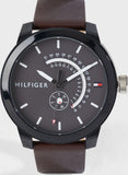 Tommy Hilfiger Denim Black Dial Brown Leather Strap Watch for Men - 1791478