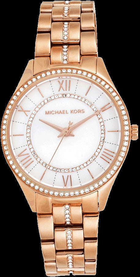 Michael Kors Lauryn Mother of Pearl Dial Rose Gold Steel Strap Watch for Women - MK3716