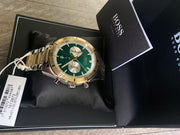 Hugo Boss Santiago Chronograph Green Dial Two Tone Steel Strap Watch for Men - 1513872