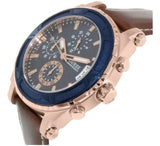 Guess Pinnacle Chronograph Quartz Blue Dial Brown Leather Strap Watch For Women - W0673G3