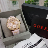 Guess Frontier Diamonds Rose Gold Dial Pink Rubber Strap Watch For Women - W1160L5