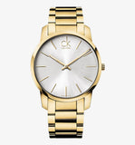 Calvin Klein City White Dial Gold Steel Strap Watch for Women - K2G23546