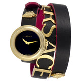 Versace V-Flare Quartz Black Dial Black Leather Strap Watch for Women - VEBN00218