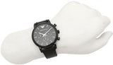 Emporio Armani Dress Chronograph Black Dial Black Leather Strap Watch For Men - AR1918