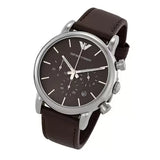 Emporio Armani Classic Chronograph Brown Dial Brown Leather Strap Watch For Men - AR1734