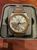 Fossil Everett Chronograph Gold Dial Two Tone Steel Strap Watch for Men - FS5796