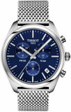 Tissot PR 100 Chronograph Blue Dial Silver Mesh Bracelet Watch for Men - T101.417.11.041.00