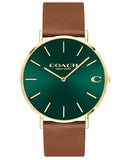 Coach Charles Green Dial Brown Leather Strap Watch for Men - 14602435