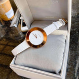 Calvin Klein Chic White Dial White Leather Strap Watch for Women - K7N236K2