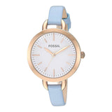 Fossil Classic White Dial Blue Leather Strap Watch for Women - BQ3327