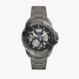 Fossil Bronson Automatic Skeleton Black Dial Grey Steel Strap Watch for Men - ME3218