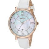 Fossil Jacqueline Quartz Mother of Pearl White Dial White Leather Strap Watch for Women - ES4579