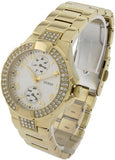 Guess Mini Prism Diamonds White Dial Gold Steel Strap Watch for Women - W15072L1