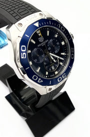 Tag Heuer Aquaracer Chronograph Blue Dial Black Rubber Strap Watch for Men - CAY111B.FT6041