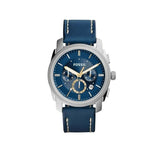 Fossil Machine Chronograph Blue Dial Blue Leather Strap Watch for Men - FS5262