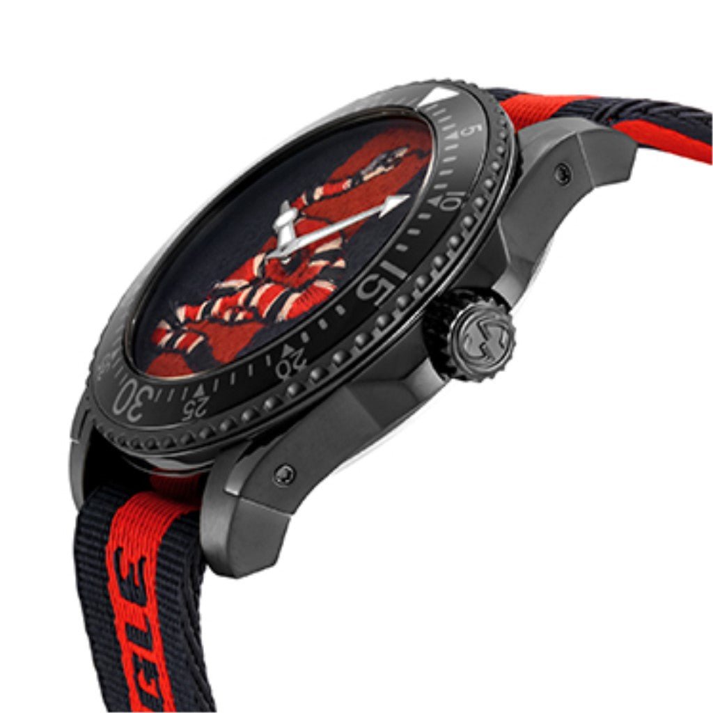 Gucci Dive Blue & Red Dial Blue & Red Nylon Strap Watch For Men
