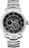 Bulova BVA Dual Aperture Black Dial Silver Steel Strap Watch for Men - 96A119