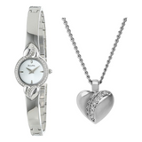 Bulova Crystal Pendant Silver Dial Silver Steel Strap Watch for Women - 96X111