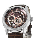 Bulova Classic Skeleton Automatic Brown Dial Brown Leather Strap Watch for Men - 96A120