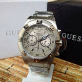 Guess Jolt Chronograph Grey Dial Silver Steel Strap Watch for Men - W0377G1