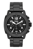 Fossil Machine Chronograph Black Dial Black Steel Strap Watch for Men - FS4927