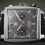 Tag Heuer Monaco Calibre 12 Final Edition Chronograph Grey Dial Black Leather Strap Watch for Men - CAW211J.FC6476