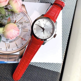 Tissot Couturier Lady Silver Dial Red Leather Strap Watch for Women - T035.210.16.031.01