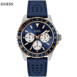 Guess Odyssey Multifunction Blue Dial Blue Rubber Strap Watch For Men - W1108G4