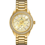 Bulova Multi Function Gold Dial Gold Steel Strap Watch for Women - 97N102