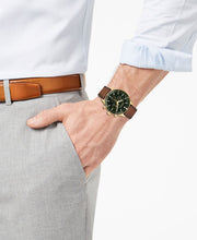 Movado Heritage Chronograph Green Dial Brown Leather Strap Watch For Men - 3650062