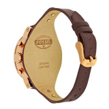 Fossil Boyfriend White Dial Brown Leather Strap Watch for Women - ES3616