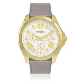 Fossil Cecile Champagne Dial Grey Leather Strap Watch for Women - AM4529