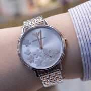 Emporio Armani Silver Sunray Dial Two Tone Steel Strap Watch For Women - AR11113