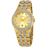 Bulova Crystal Collection Champagne Dial Two Tone Steel Strap Watch for Women - 98B174