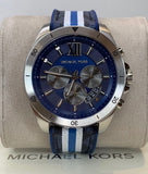 Michael Kors Brecken Chronograph Blue Dial Two Tone PVC Strap Watch For Men - MK8950