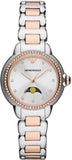 Emporio Armani Mia Three Hand Moonphase Mother of Pearl Dial Two Tone Steel Strap Watch For Women - AR11567