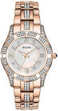 Bulova Crystal Mother of Pearl Dial Rose Gold Steel Strap Watch for Women - 98L197