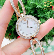 Bulova Crystal Collection Mother of Pearl Dial Gold Steel Strap Watch for Women - 98L225